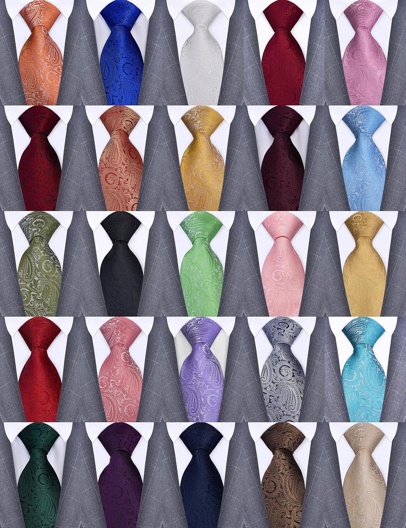 GUSLESON 3.15"(8cm) Fashion Paisley Ties Mens Woven Jacquard Necktie for Wedding - Image 4